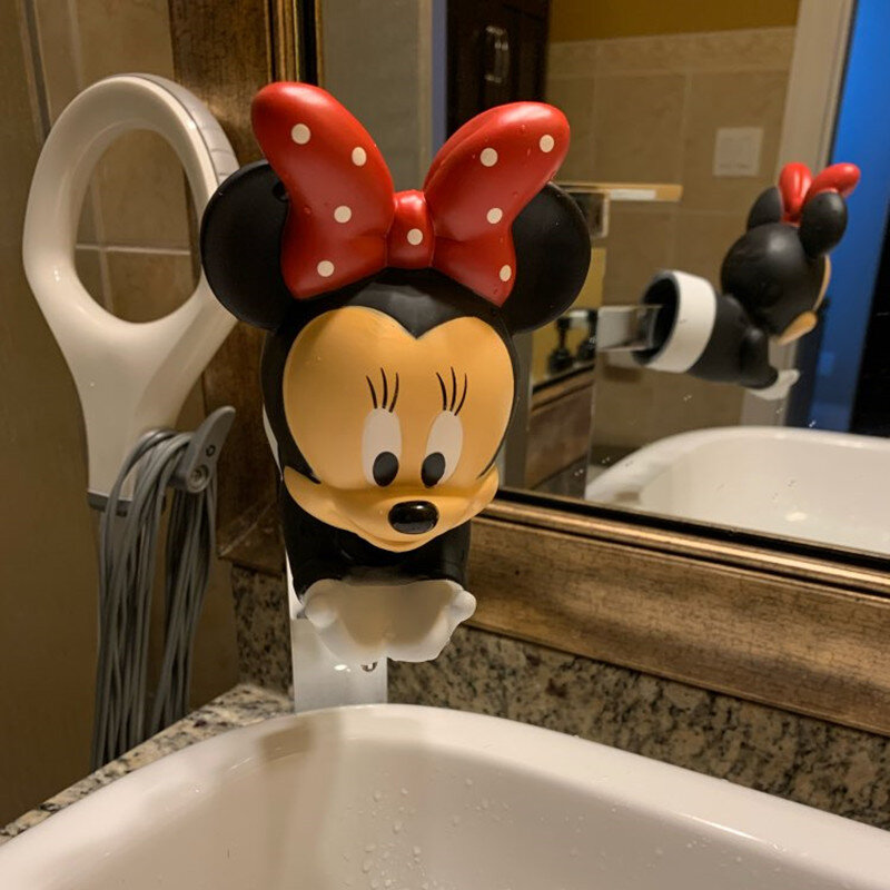 Disney Minnie Keran Air Anak-anak Alat Ekstensi Keran Silikon Kartun Hemat Air Dapat Membantu Anak-anak Mencuci Tangan