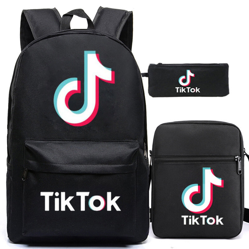 Tik-tok-Conjunto de 3 mochilas escolares para niños, morral escolar a prueba de agua, bolso de hombro de colegio para estudiantes, bolsas para lápices