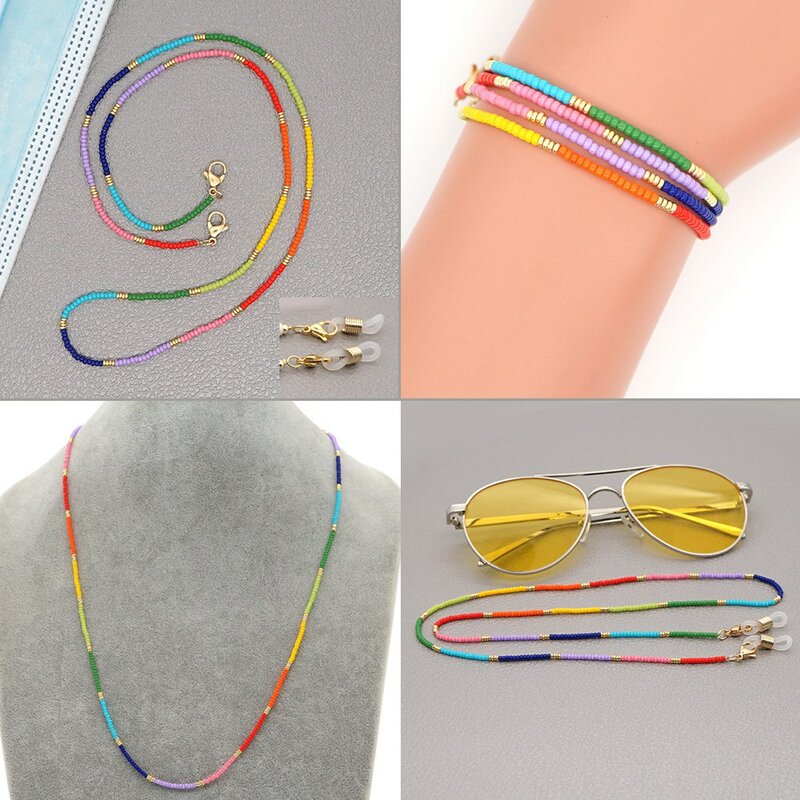 Go2Boho-Correa de cadena para gafas de sol, cordón de cuentas para máscaras, collar de cuentas de colores para mujeres, joyería de verano 2023
