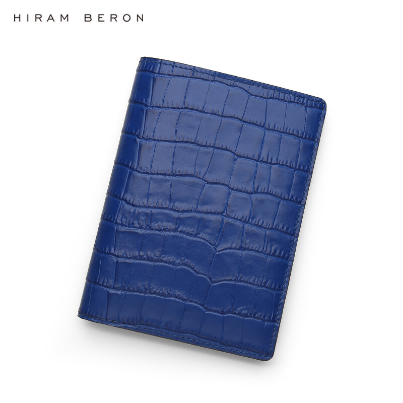 Hiram Beron Customizaed Leather Passport Case Italian Leather Crocodile Pattern Luxury Gift for Men Premium