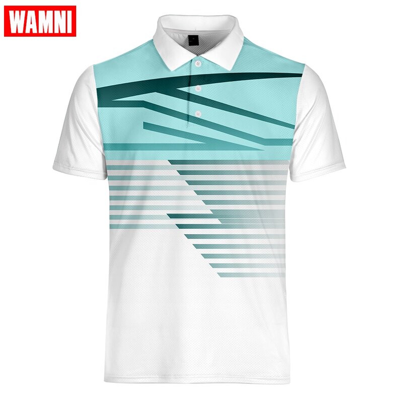 WAMNI Men  Shirt 2019 Business Casual Turn-down Collar Breathable Striped Gradient Short Sleeve Loose  Shirt Sport Work
