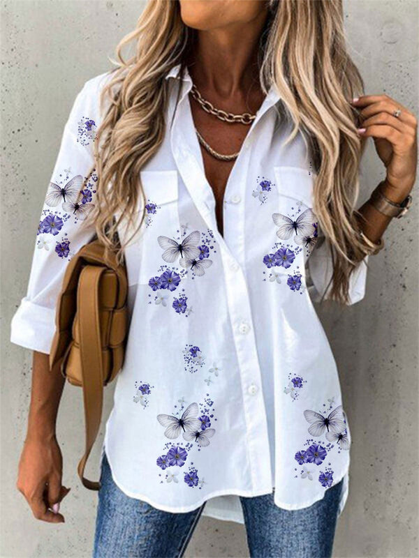 Camisa informal de manga larga para mujer, blusa elegante, a la moda