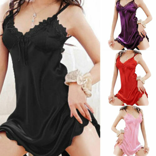 Più nuovo Trendy Sexy pizzo con scollo a v Lady Lingerie Sleepwear donna Babydoll Robe intimo Night Dress Sleepshirts Nuisette
