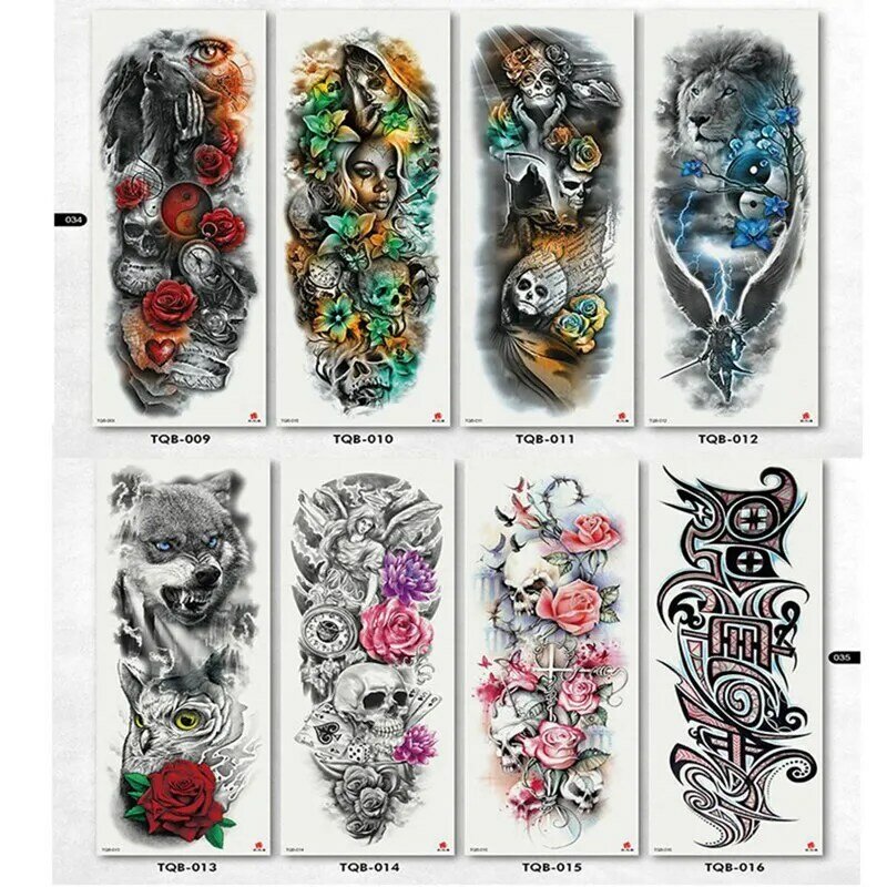 Полные цветы, большие рукава, водостойкие, временная татуировка, наклейка, мужские и женские, поддельные цветные тотемные татуировки, накле...