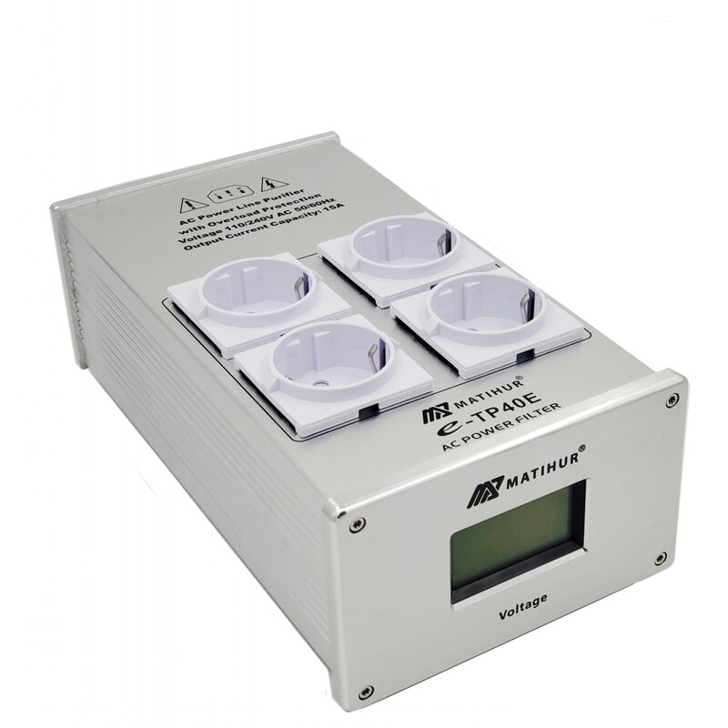 Áudio Ruído AC Power Filter, Purificador De Condicionador De Energia, Proteção Contra Surto com Tomadas UE Power Strip, MATIHUR e-TP40E