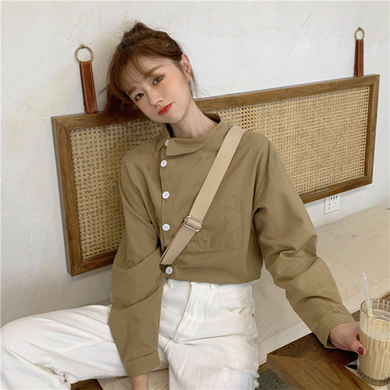 Blusa Vintage de manga larga para mujer, camisa coreana, K51, Primavera, 2020