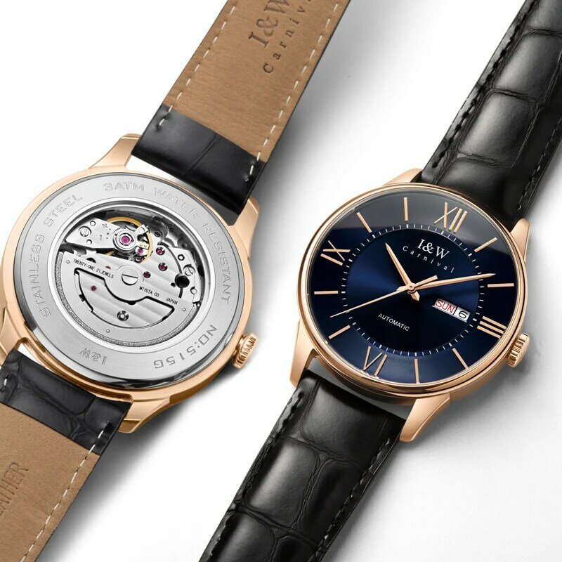 Switzerland I&W Blue Men's Watches 2021 Classic Mechanical Watch Men Luxury Automatic Watches Sapphire Calendar Waterproof Clock