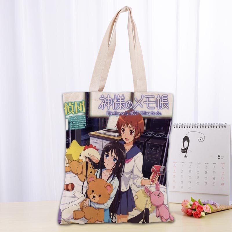 Kami-sama-Bolso de compras personalizado para mujer, bolsa de mano reutilizable, de tela, plegable, 30x35cm, 1009