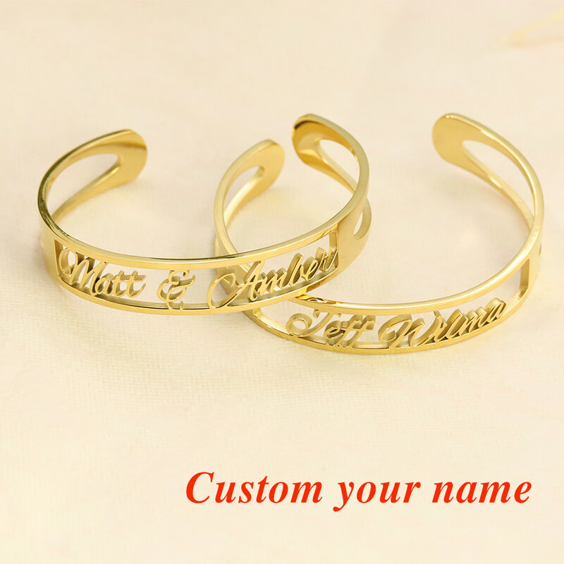 Custom Name Bangle Name Bracelet Personalized Bracelet Jewelry Gift for Mother's Day -12mm widthness stainless steel bracelet