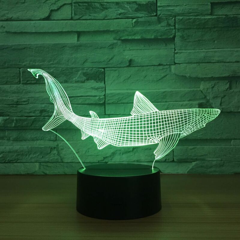 Usb Lamp Shark Animal Night Light 7 Colors Changing Acrylic Touch Button  RGB Fish lamparas Lighting Bedside Sleep Decor Light