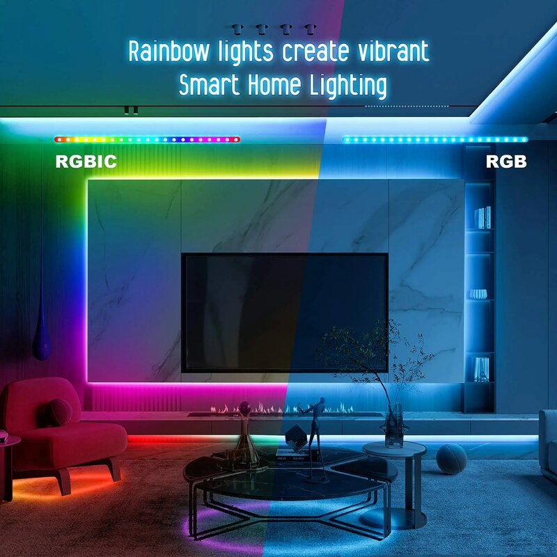 Lampu Strip Led RGBIC Wifi Pintar USC1903 12V Lampu Led Yang Dapat Dialamatkan dengan Pita Suasana Latar Belakang Piksel Jarak Jauh Bekerja untuk Alexa