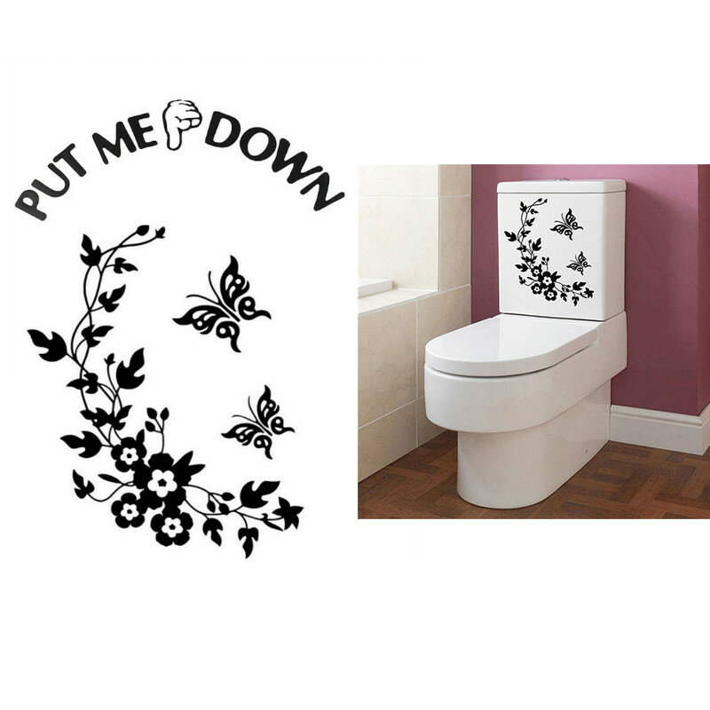 1PCS Funny Novelty Butterfly Flower Toilet Seat Sticker Decal Fashion 3D Wall Stikcers On The Wall Home Decoration