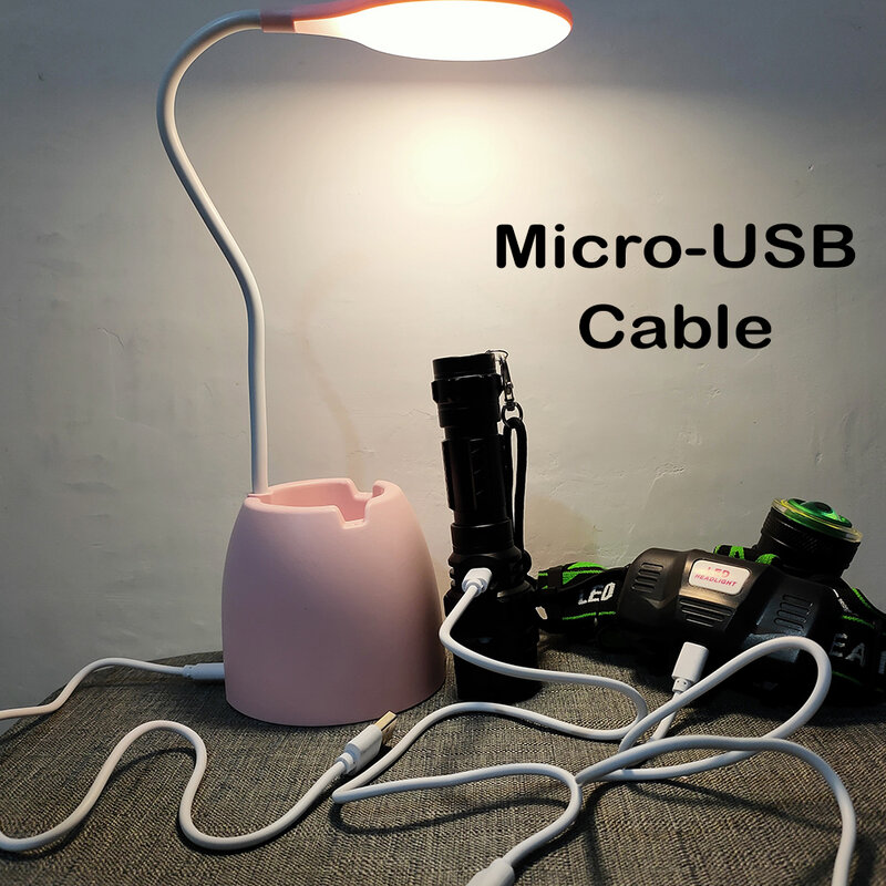D9 Micro USB Cable Charger for Flashlight Headlamp Desk Lamp Working Light Phone Micro USB Cable Charger Wire Cord Accessories