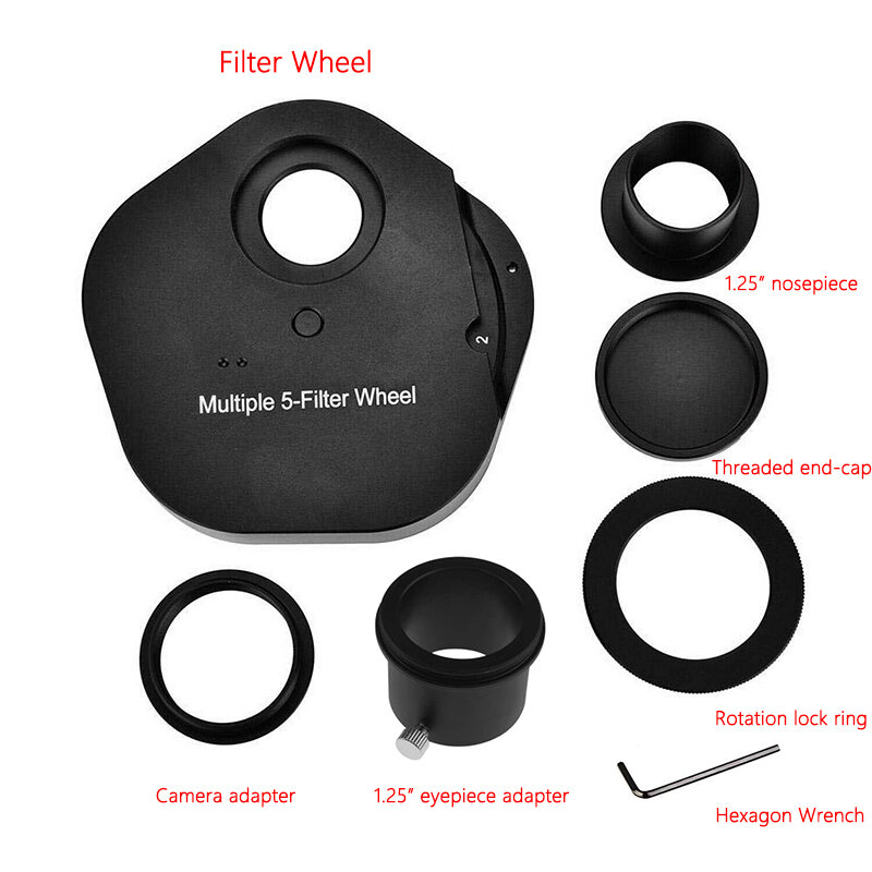 StarDikor-Rueda de filtro ocular múltiple, accesorio de Metal completo para observación de telescopio astronómico con anillo de bloqueo, 1,25 pulgadas/2 pulgadas
