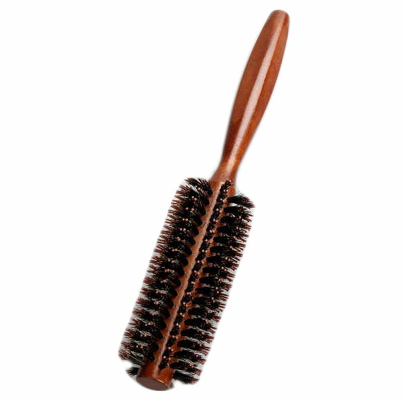 Peine de pelo de sarga recta, cepillo rodante de cerdas de jabalí Natural, barril redondo, herramienta de peinado de peluquería DIY, 6 tipos