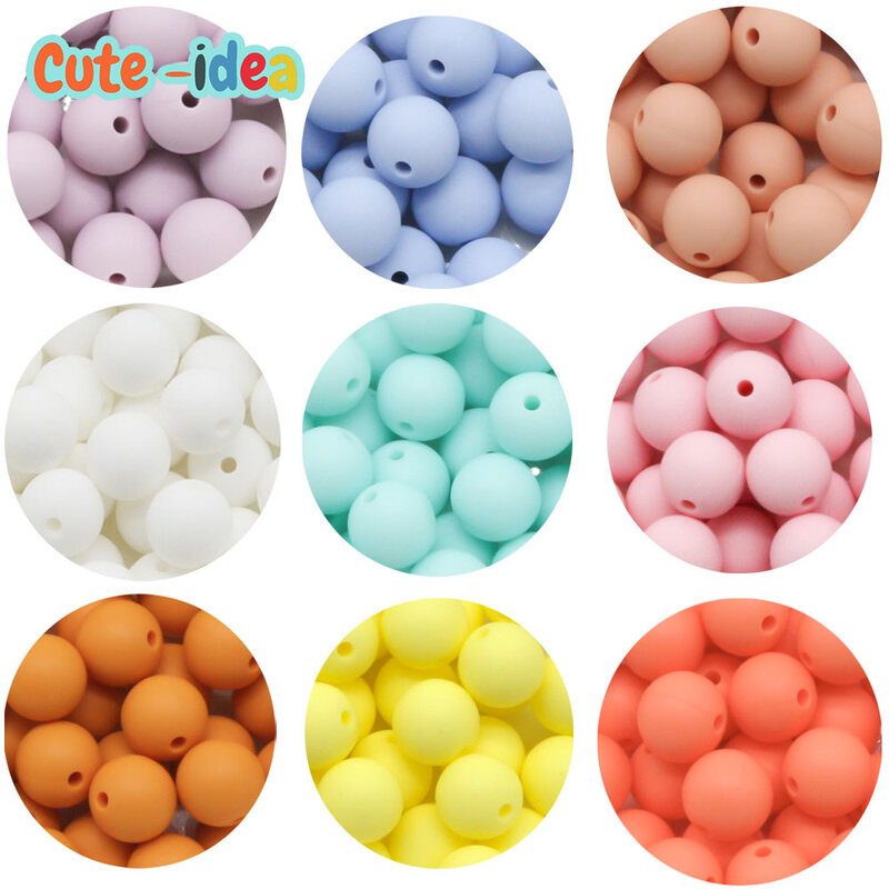 Cute-idea 50pcs Baby silicone Round Beads 12mm Safe teething Toys DIY Soother chains Bracelet Teether Baby Product Food Grade