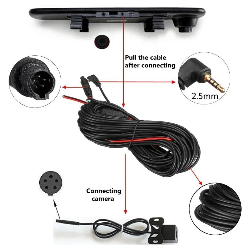 2.5mm 4Pin/5Pin Car Rear View Backup Camera Auto Car Camera Filter Reverse Extension Cable Aux Extension Cable