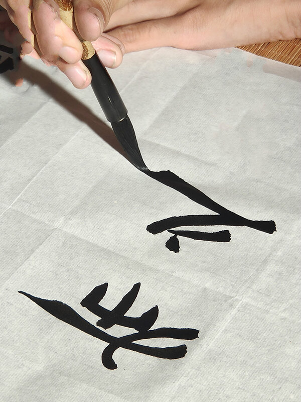 Escova de escrita de pintura chinesa cabelo lanudo, artigo artesanal para prática de caligrafia profissional