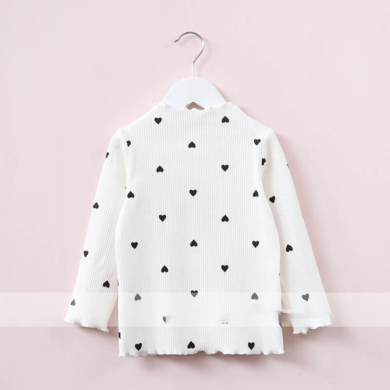 Autumn Baby Girls Cute Sweater 1-5 Years Kid Love Pattern Printing Princess Long Sleeve Top Toddler Cotton Casual Costume Blouse