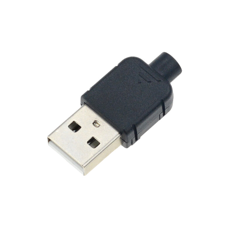 10 sztuk DIY USB 2.0 złącze wtykowe typ męski 4 Pin montaż gniazdo adaptera typ lutowania czarna plastikowa powłoka do połączenia danych