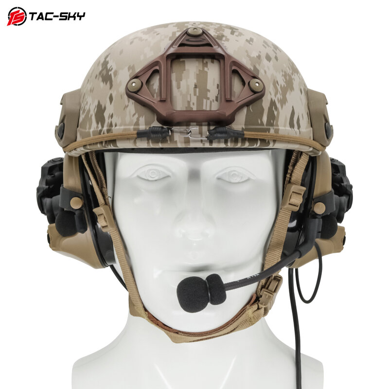 Headphone TAC-SKY Airsoft Sport Taktis COMTAC II Helm Busur Melacak Braket Silikon Earmuff Headphone DE