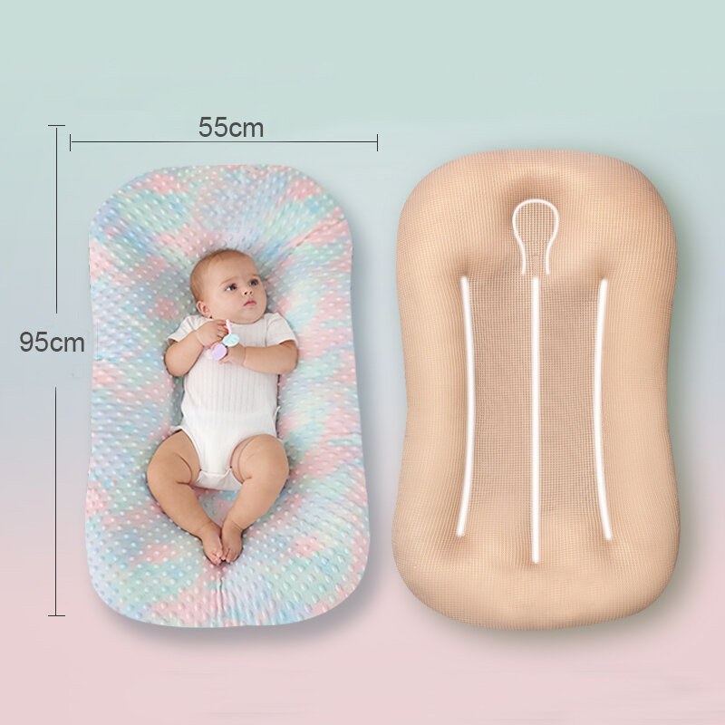 55x95cm Organic Cotton Baby Crib Baby Nest Bed Portable Crib Travel Bed Infant Toddler Cotton Cradle for Newborn Baby Bed