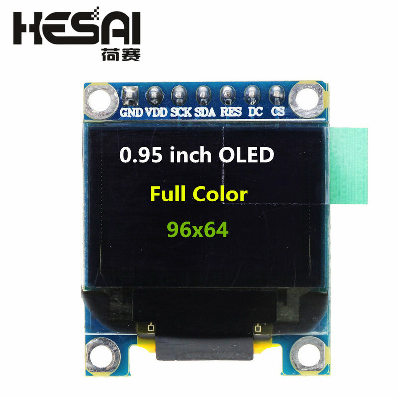 Полноцветный OLED-дисплей 0,95 дюйма с разрешением 96x6 4, параллельный интерфейс SPI, контроллер SSD1331, 7 контактов