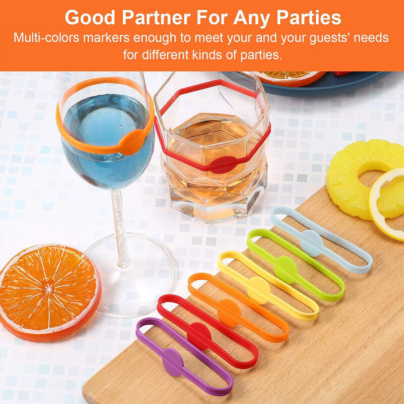 Food Grade Silikon Marks Lange Streifen Becher Tag Wein Glas Marker Ring Wein Etiketten Gläser Trinken Tag Set Für Bar party