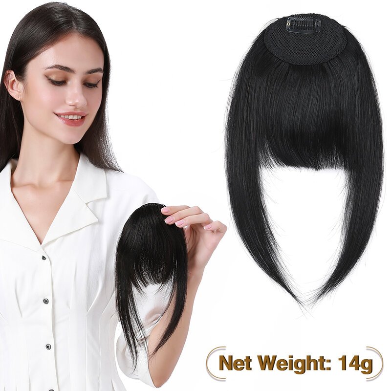 1pcs 14g Natural Hair Bangs For Women French Bangs Human Hair Fake Fringe Clip In Hair Extensions Hair Clip Front Neat Hairpiece