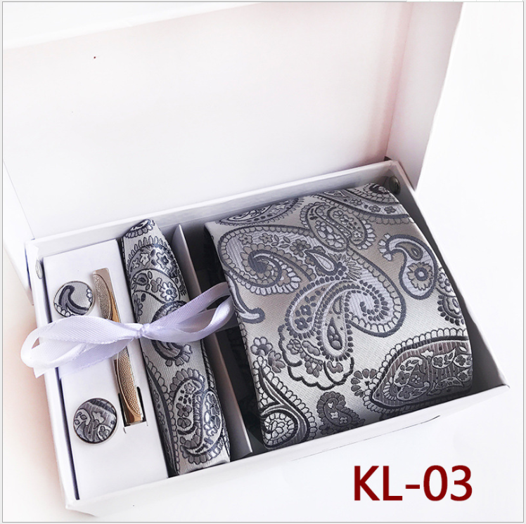 2019 new polyester business administrative men's tie 6-Piece gift box tie high end atmosphere exquisite gift box