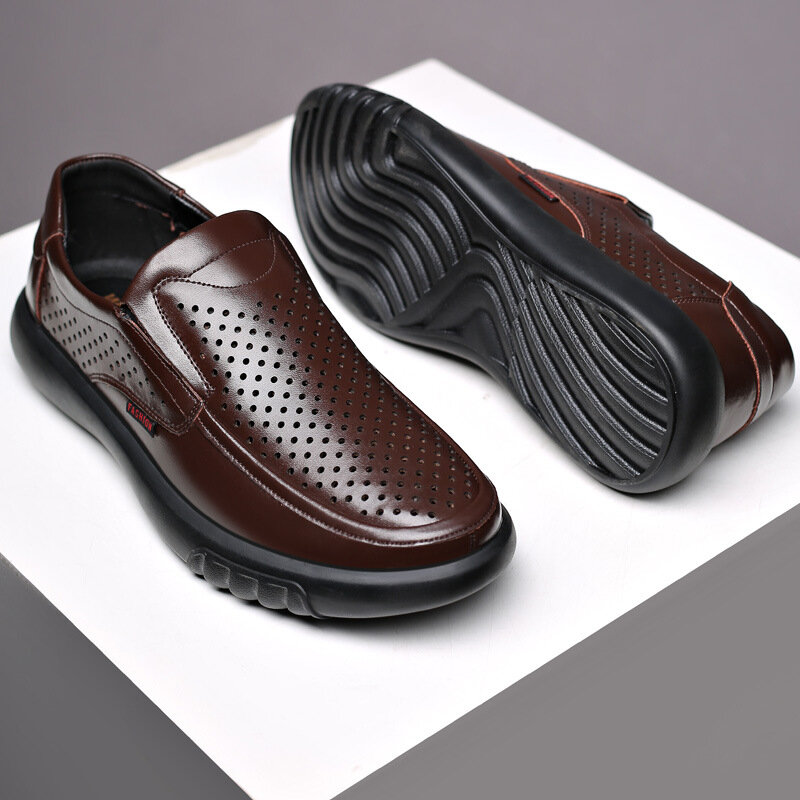 Zapatos casuales de cuero genuino, mocasines de marca de lujo para hombres, cómodos mocasines transpirables, zapatos de conducción suaves de talla grande 38-47dcf