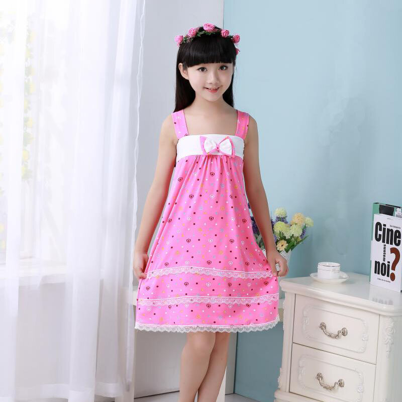 Wholesale Short Sleeved Nightgown Suit Children's Summer Nightdress Girls Lovely Home Time Cloth Children's Day Gifts Sleepdress