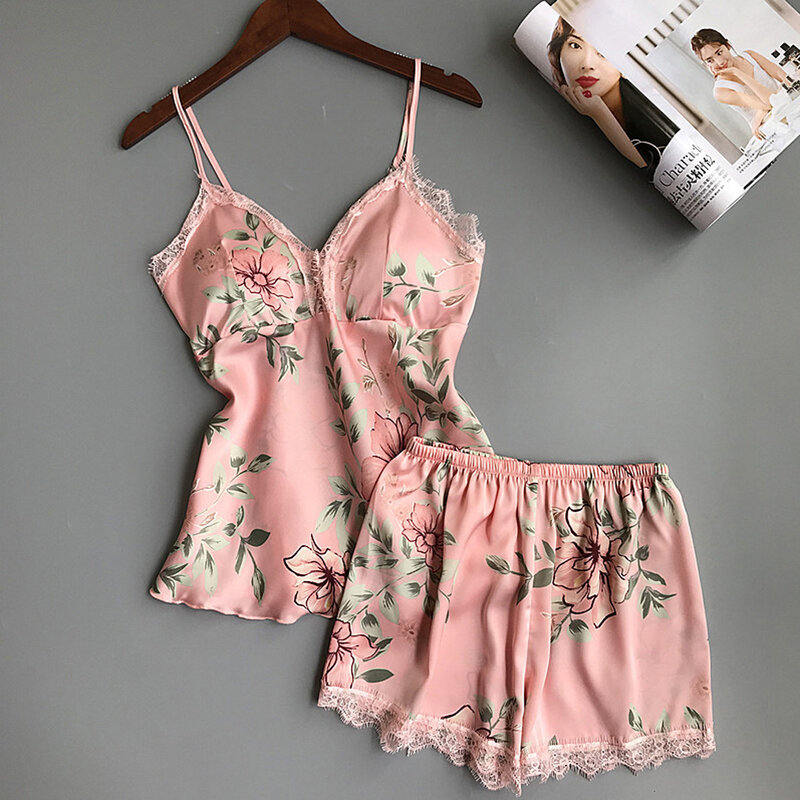 Hirigin Women Girl Summer Pajama Sets Shorts Babydoll Sleepwear Lingerie Silk Satin Nightwear Sleepwear Set