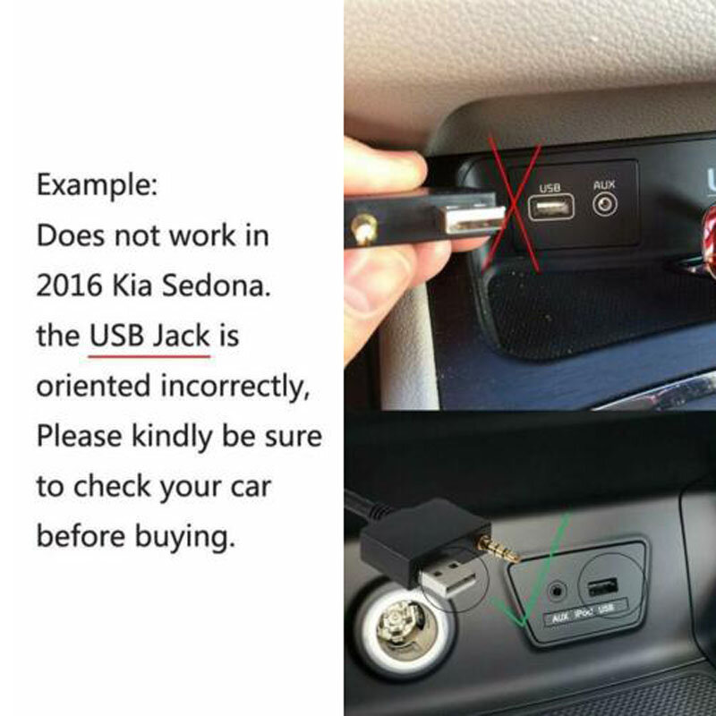 Misura per Kia Hyundai AUX cavo USB Jack da 3.5mm adattatore di ricarica per musica per iPhone