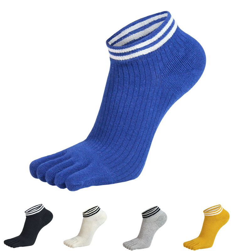 Calcetines Harajuku con dedos de los pies para mujer, de algodón, coloridos, a la moda, informales, a rayas, tobilleros, No se ven, calcetines de cinco dedos