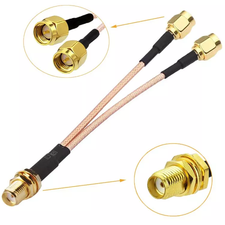 Hoge Kwaliteit Lage Verlies RG316 Extension Fpv Antenne Kabel Sma Vrouwelijk Naar 2 Sma Male Rf Coax Crimp Kabel Adapter
