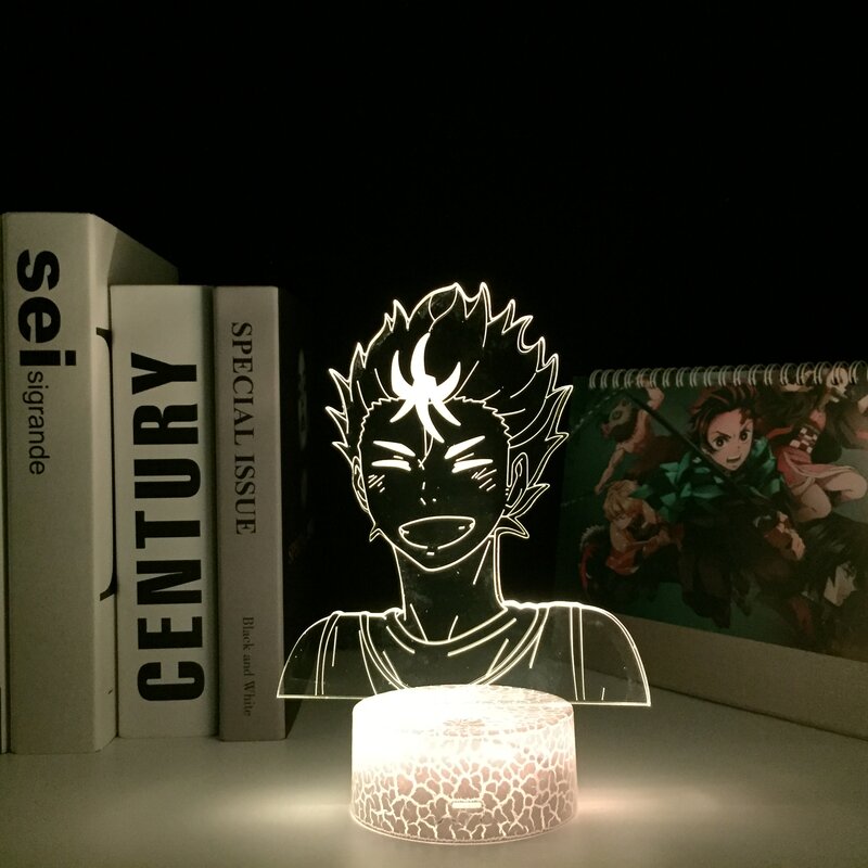 Haikyuu Anime Yu Nishinoya Led Wit Crake Nachtlampje Voor Kinderen Slaapkamer Decor Nachtlampje Kind Verjaardag Cadeau Manga 3d Led Lamp
