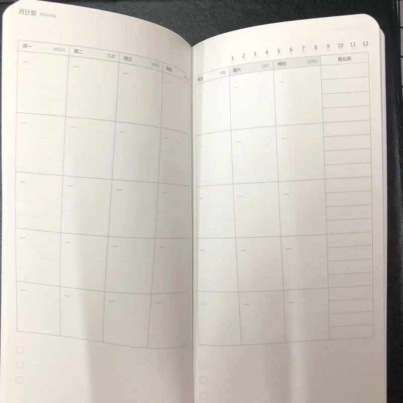 2022 New Undated Weeks Planner Refilled Book 80P Calendar+Monthly+Weekly Plan+Grid Paper
