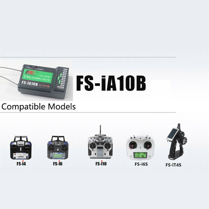 Flysky Récepteur FS-iA10B Récepteur 2.4G 10CH PPM Sortie Compatible pour élasticité I6 I10 I6S I6X FS-TM10 FS-i8 FS-IT4S Émetteur