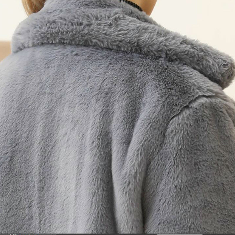 Новое Элегантное длинное зимнее пальто из искусственного меха, женские модные плюшевые меховые пальто, свободное высококачественное толстое теплое зимнее меховое пальто