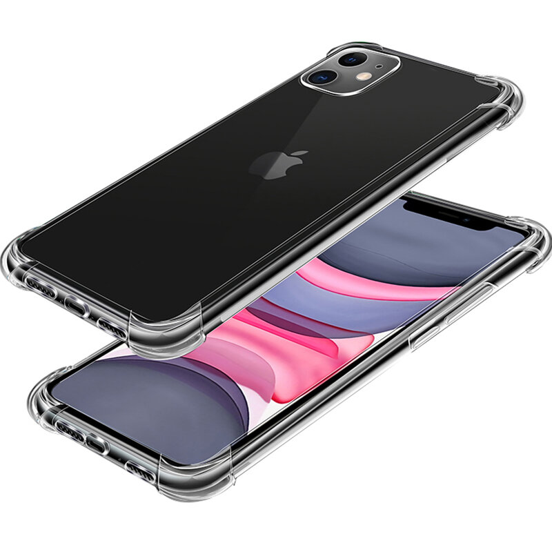 Luxus Stoßfest Fall Für Iphone 11 Pro Max Transparent Weichen Silikon Fall Für Iphone SE 2020 7 8 6S 6 Plus 5 5S XS Max X XR 7P