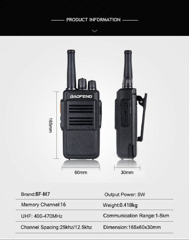 Baofeng สมาร์ท BF-M7 Walkie Talkie 2ทิศทางวิทยุแบบพกพา10Km M7 Outdoor High Power 1-50Km Handheld Mini