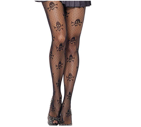 Novo quente halloween sexy feminino senhoras meias meias fishnet apertado elástico preto crânio impresso moda meias meia-calça
