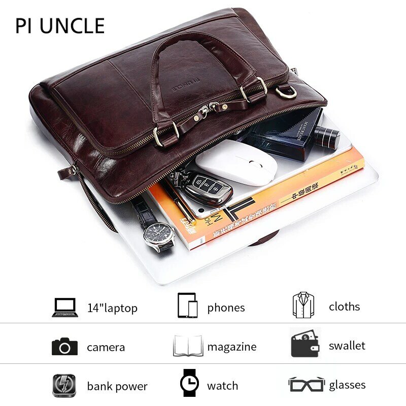 Роскошный брендовый портфель из натуральной воловьей кожи с 14 дюймовыми ручками, деловой портфель, мужская сумка через плечо, сумки-мессенджеры для ноутбука