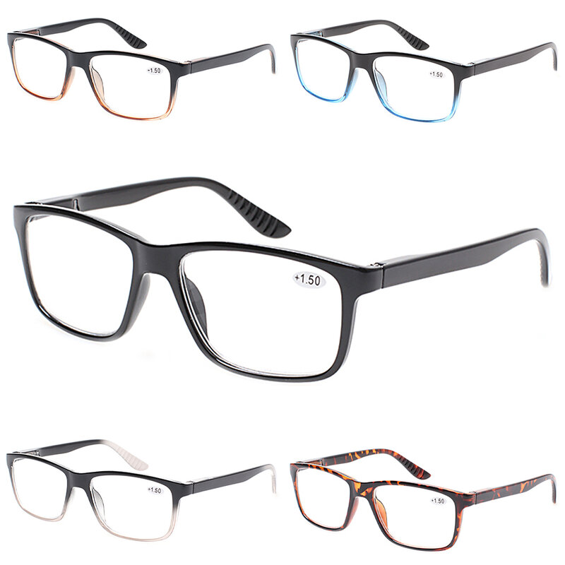 Turezing-leitura óculos com dobradiça de mola para homens e mulheres, leitores óculos, diopter + 0, + 50, + 75, + 100, + 200, + 600