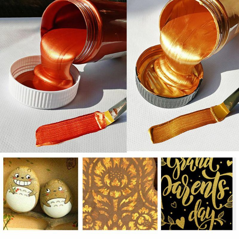 100ml Gold Acryl Farbe Metallic Farbe Pigment Wasserdicht Gips Spielzeug Statuen Färbung DIY Textil Malerei Graffiti Farbstoff