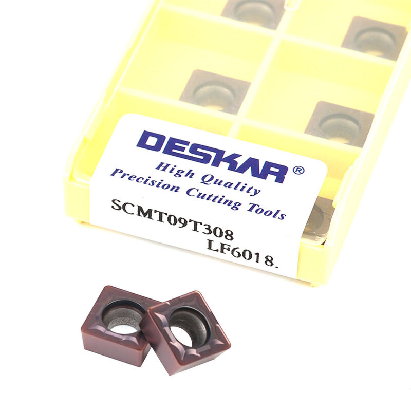 Карбидная вставка для токарного станка DESKAR SCMT09T304 LF6018 SCMT09T308 LF6018, износостойкая пластина для токарного станка из нержавеющей стали, 10 шт.