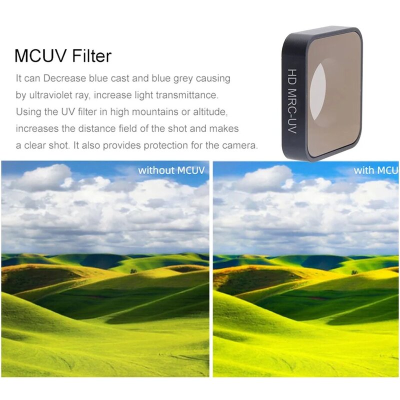Juego de filtros de densidad neutra para Cámara de Acción GoPro Hero 5, 6, 7, accesorios de lente, UV, CPL, ND 4, 8, 16, negro, 6/7