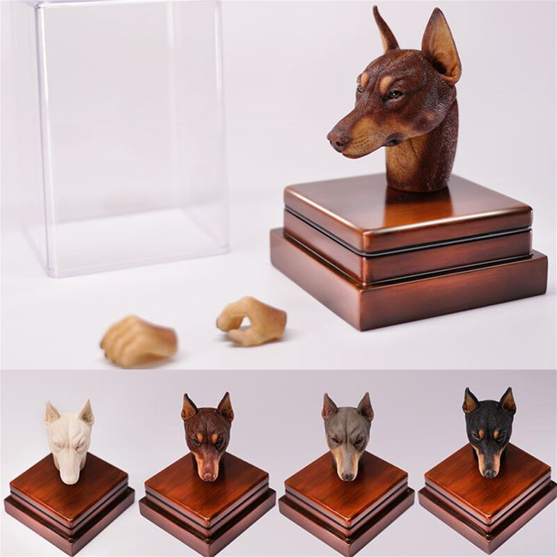 Mostoys – tête de chien Dobermann 1/6, figurine de guérison pour animaux de compagnie, mignon Canidae, jouet de collection en résine, décoration de bureau, cadeau