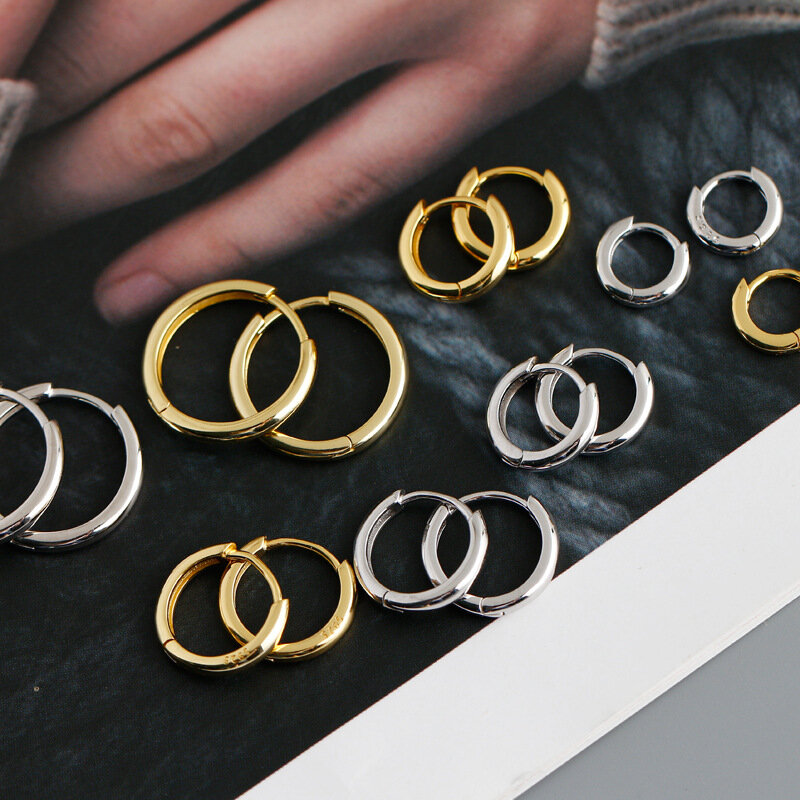 WANTME – boucle d'oreille ronde minimaliste en argent Sterling 925 pour femmes, Punk, unisexe, Rock Hoop, accessoires de bijoux